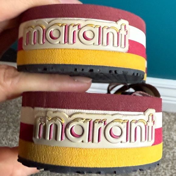 Isabel Marant Tae Striped Canvas Flip Flops - Picture 13 of 16